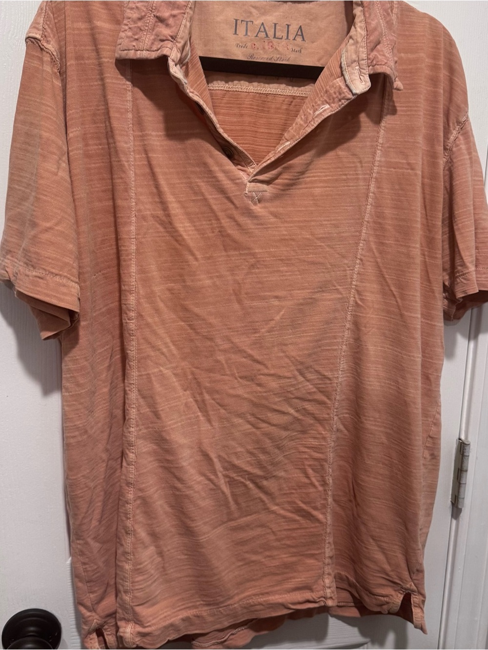 Italina Men's Distressed Faded Peach Polo Shirt Relaxed Beachy Size XL